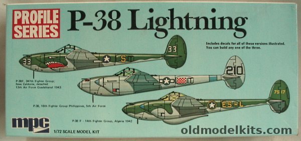 MPC 1/72 P-38F Lightning Profile Series - 347th FG New Caledonia 1943 / 18th FG 5th AF Phillippines / 14th FG Algeria 1942, 2-1514 plastic model kit